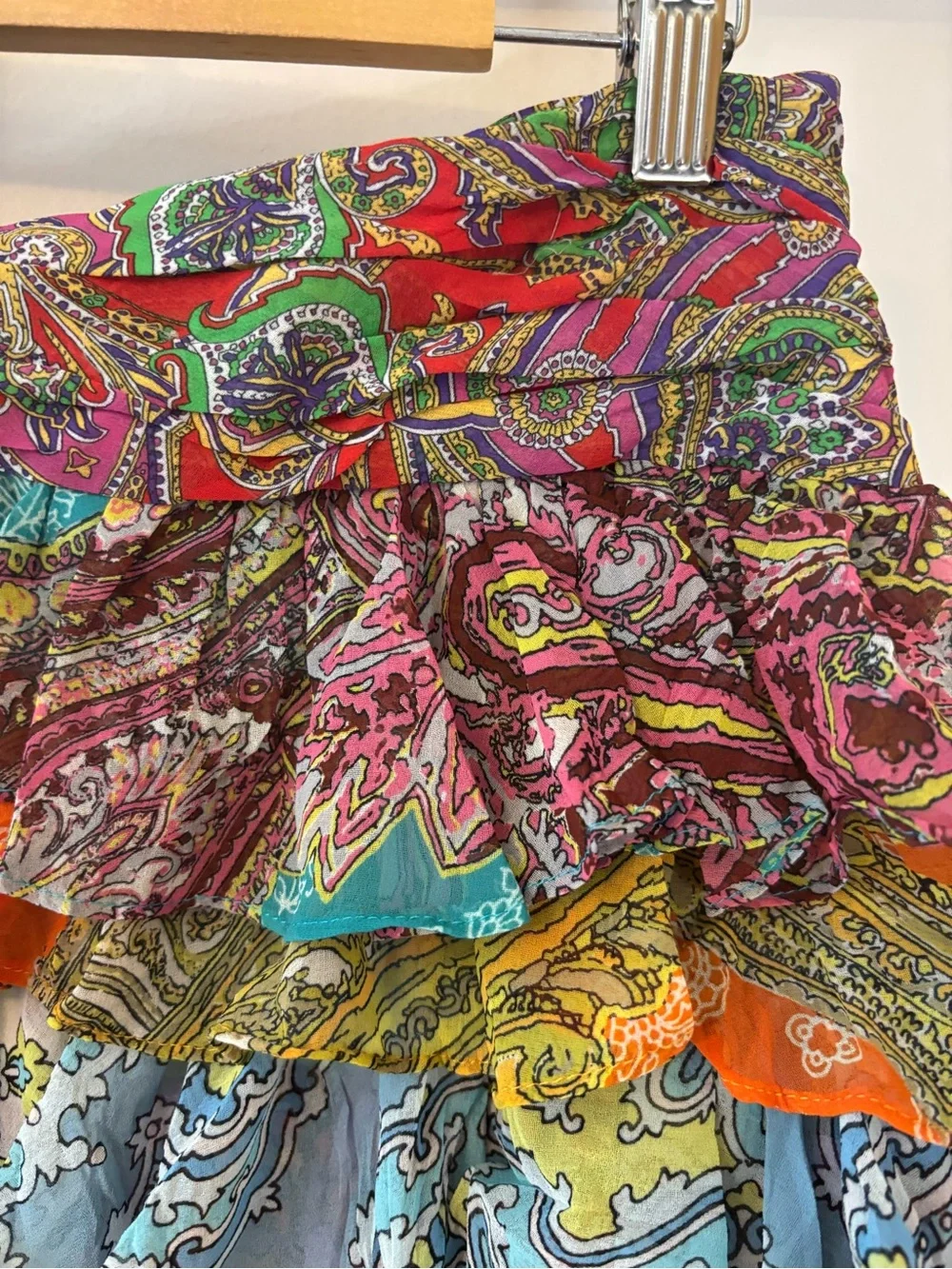 Zara Multicolor Paisley Ruffle Mini Skirt
